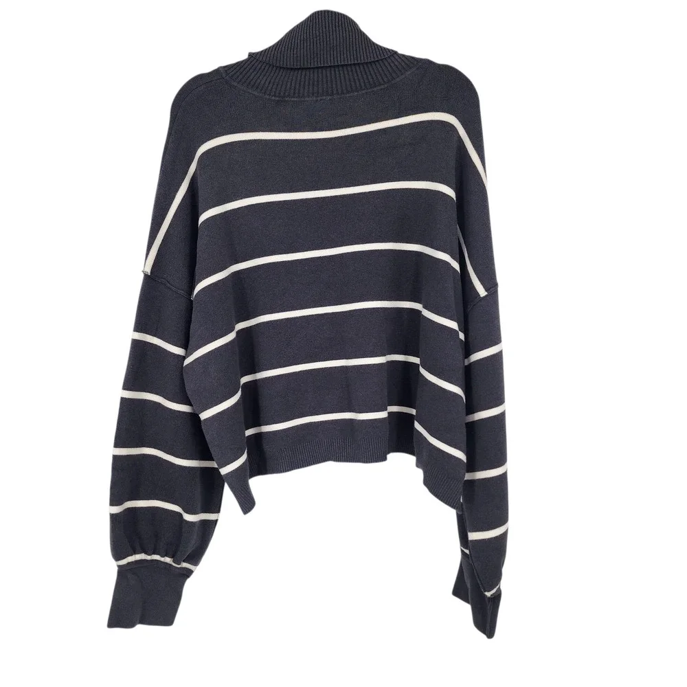Free People Paulie Striped Turtleneck Long Sleeve Sweater Top Size Small